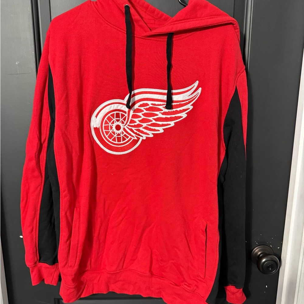Detroit Red Wings Red and Black Hoodie with Winged Wheel Logo